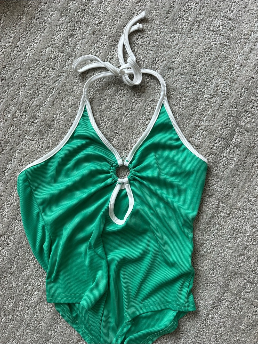 Green Bodysuit with White Trim
